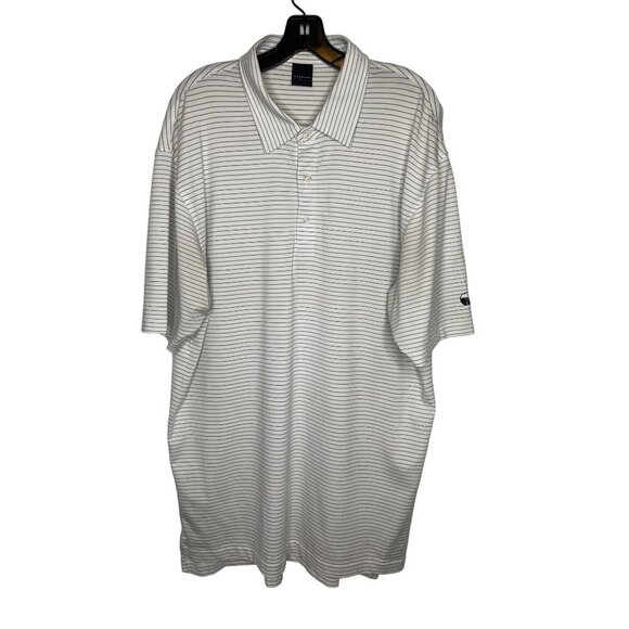 DUNNING GOLF MEN'S BLACK & WHITE STRIPE PERFORMANCE POLO SHIRT SZ XL - Picture 1 of 6